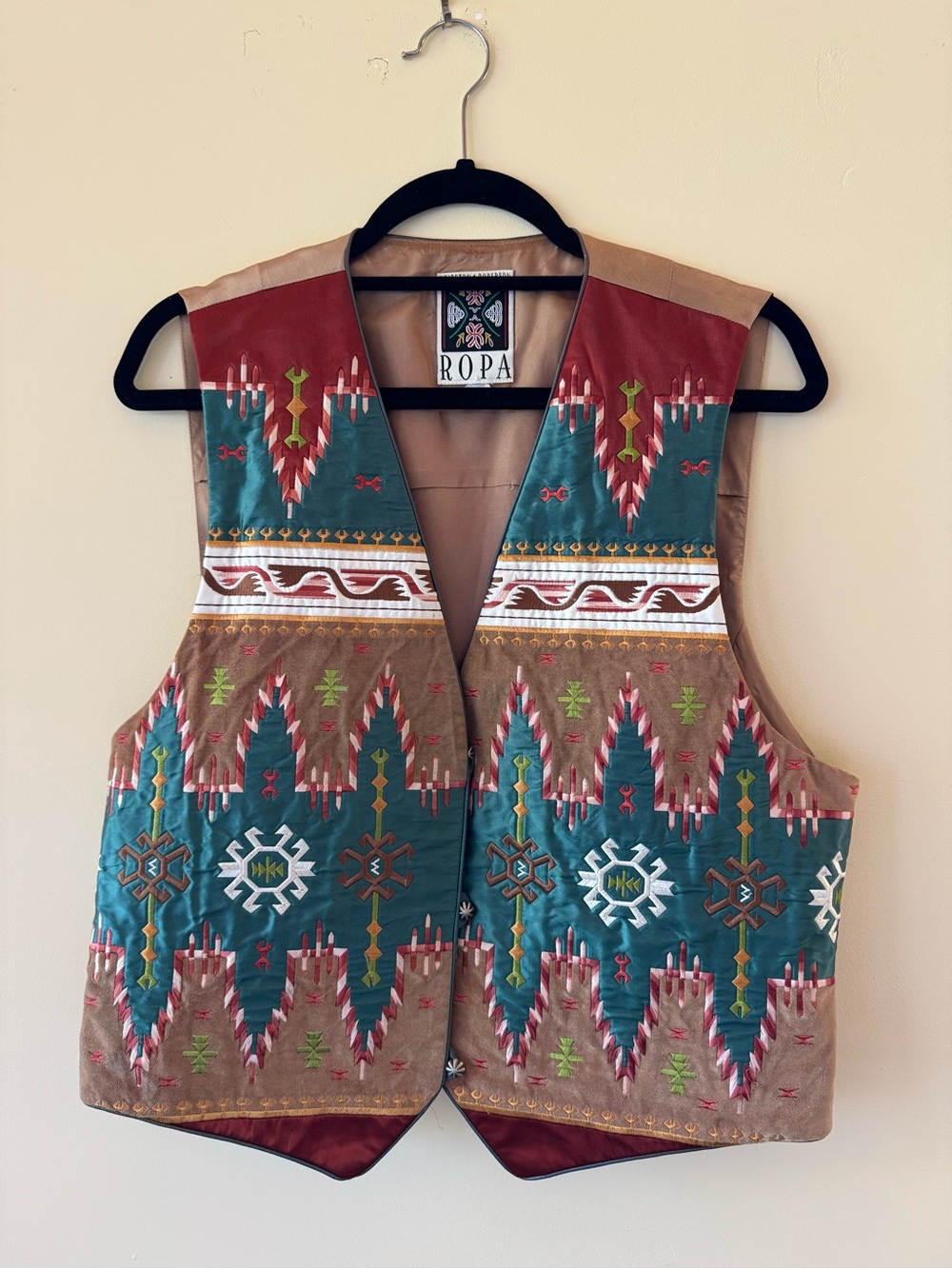 Vintage Hairston Roberson ROPA Embroidered Vest L Southwestern Western Cowgirl